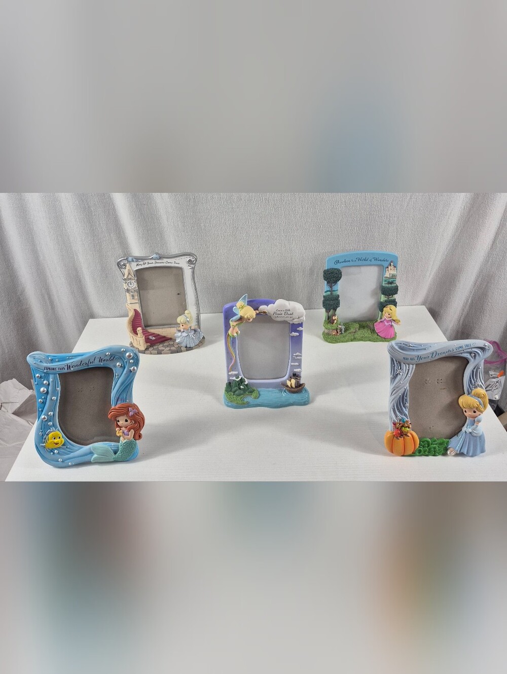 Disney Precious Moments Princess Picture Frames Lot of 5 Ariel Tinker Bell 2023
